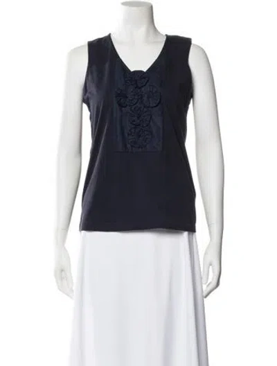 Pre-owned Tory Burch Scoop Neck Sleeveless Top In Blue