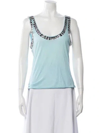 Pre-owned Tory Burch Scoop Neck Sleeveless Top In Blue