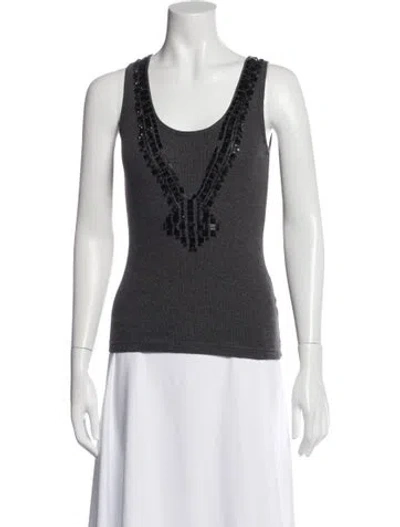 Pre-owned Tory Burch Scoop Neck Sleeveless Top In Gray