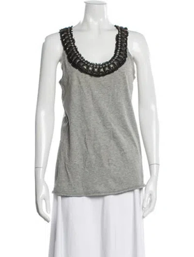 Pre-owned Tory Burch Scoop Neck Sleeveless Top In Gray