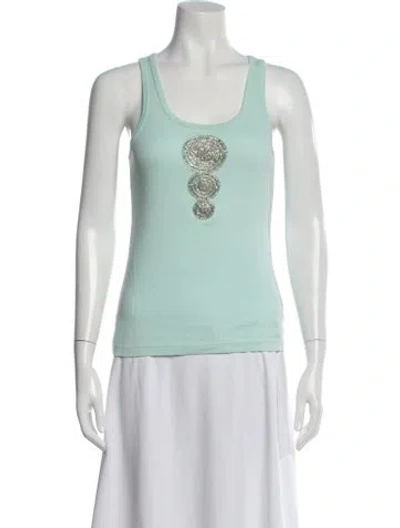 Pre-owned Tory Burch Scoop Neck Sleeveless Top In Green