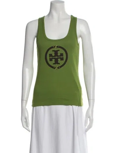 Pre-owned Tory Burch Scoop Neck Sleeveless Top In Green