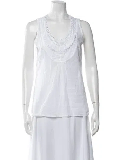 Pre-owned Tory Burch Scoop Neck Sleeveless Top In White