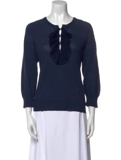 Pre-owned Tory Burch Scoop Neck Sweater In Blue