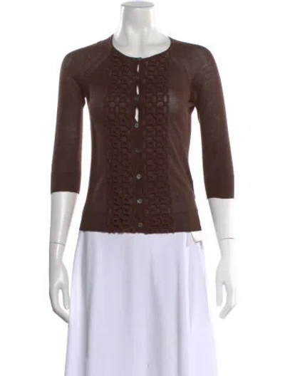 Pre-owned Tory Burch Scoop Neck Sweater In Brown