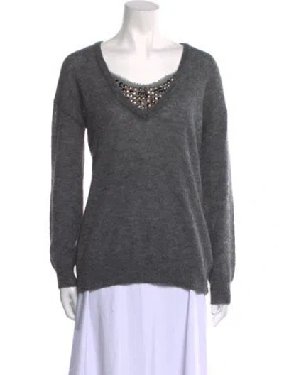 Pre-owned Tory Burch Scoop Neck Sweater In Gray