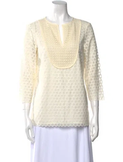 Pre-owned Tory Burch Scoop Neck Three-quarter Sleeve Tunic In Neutral