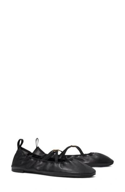 Tory Burch Scrunch Ballet Flat In Perfect Black/perfect Black