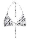Tory Burch All-over Printed Tie-fastened Bikini Top In Beige