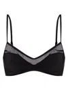 Tory Burch Top Bikini In Black With Sheer Mesh Panel Detail In Black