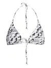 Tory Burch All-over Printed Tie-fastened Bikini Top In Beige