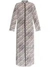 Tory Burch Grey Kaftan With Contrasting Trims And Eyelet Closure On The Front In Silk And Cotton Blend Woman In Beige