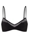 Tory Burch Top Bikini In Black With Sheer Mesh Panel Detail In Black