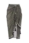 Tory Burch Printed Silk Sarong In Nero