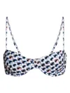Tory Burch Printed Pearls Bikini Top In Blue