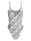 Tory Burch T Monogram Print One-piece Swimsuit In New Ivory Pixel