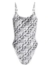 Tory Burch One Piece Stretched Swimsuit In New Ivory Pixel