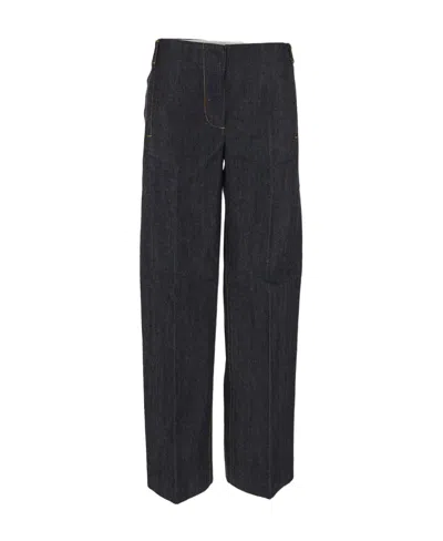 Tory Burch Selvedge Straight-leg Jeans In Black