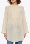 Tory Burch Semi-sheer Pleated Tunic Top In Cream