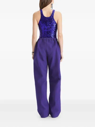 Tory Burch Sequin-embellished Jersey Bodysuit In Purple