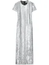 Tory Burch Sequins T-shirt Dress In Silver