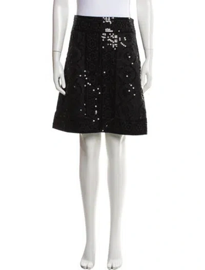 Pre-owned Tory Burch Sequin Embellishments Knee-length Skirt In Black