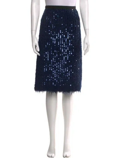 Pre-owned Tory Burch Sequin Embellishments Knee-length Skirt In Blue