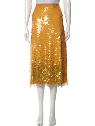 Pre-owned Tory Burch Sequin Embellishments Midi Length Skirt In Orange