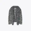 Tory Burch Sequin Fringe Cardigan In Gray