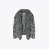 Tory Burch Sequin Fringe Cardigan In Aqua/gray Multi