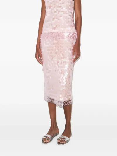 Tory Burch Sequin Mesh Skirt In Pink