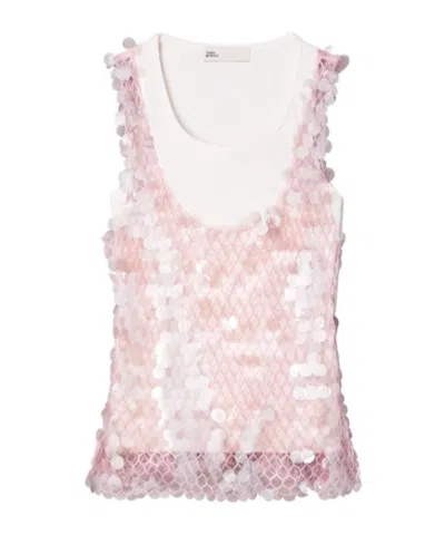 Tory Burch Sequin Mesh Top In Multi