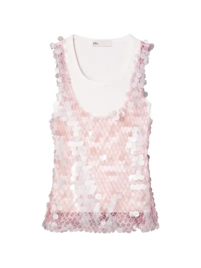 Tory Burch Sequin Mesh Top In Pink