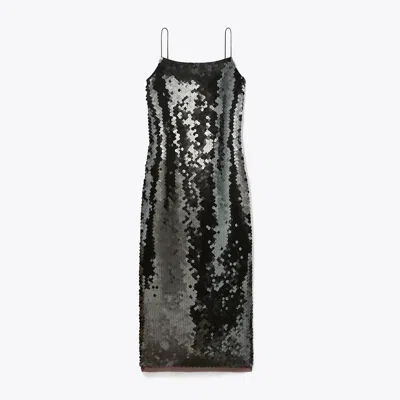 Tory Burch Sequin Slip Dress In Dark Scarlet