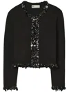 Tory Burch Sequined Wool Caridgan In Black