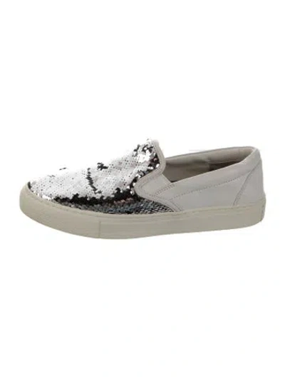 Pre-owned Tory Burch Sequins Colorblock Pattern Sneakers In White