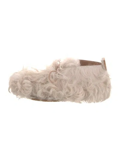 Pre-owned Tory Burch Shearling Mules In Neutral