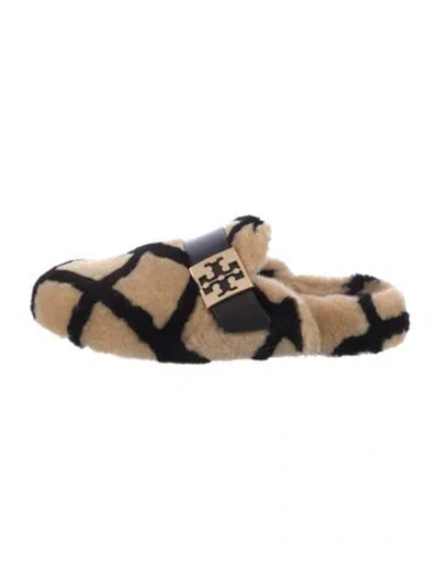Pre-owned Tory Burch Shearling Printed Mules