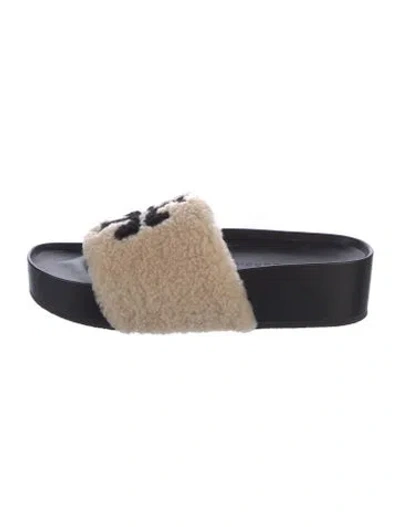 Pre-owned Tory Burch Shearling Slides