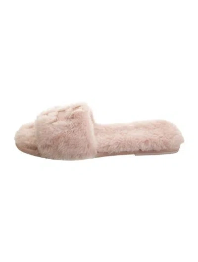 Pre-owned Tory Burch Shearling Slides In Pink