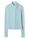 Tory Burch Sheer Long-sleeve Shirt In Blue