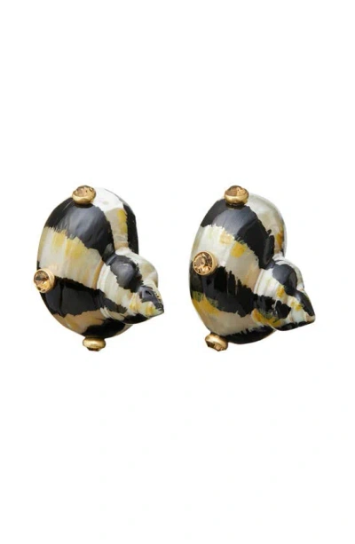 Tory Burch Shell Clip-on Earrings In Black / Multi