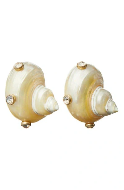 Tory Burch Shell Stud Earrings In Gold