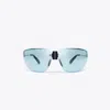 Tory Burch Runway Sunglasses In Shiny Silver/light Blue