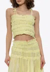 Tory Burch Shirred Cropped Top In Yellow