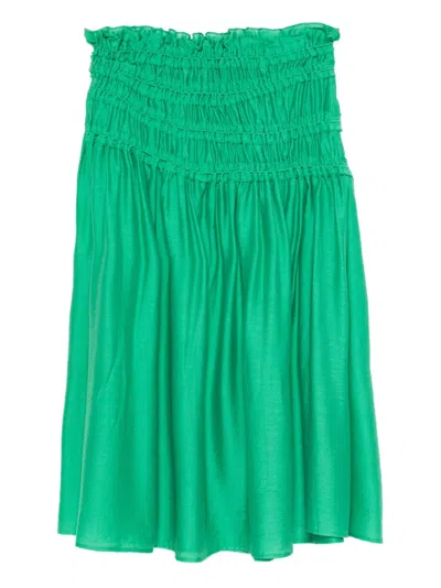 Tory Burch Smocked Viscose Skirt In Green