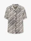 Tory Burch Silk Camp Shirt With Printed Monogram Pattern In Black