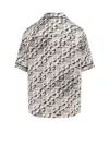 Tory Burch Silk Camp Shirt With Printed Monogram Pattern In Black
