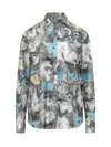 Tory Burch Silk Twill Printed Shirt In Blue Abstract