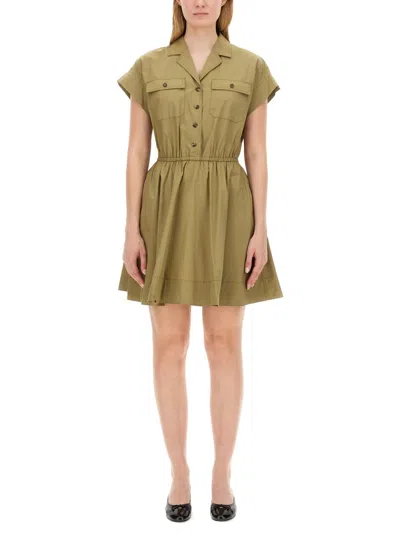 Tory Burch Cotton Poplin Shirtdress In Green